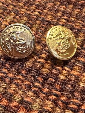 Two USMC Waterbury Buttons Co Metal Uniform Gold Color U.S. Marine Corps